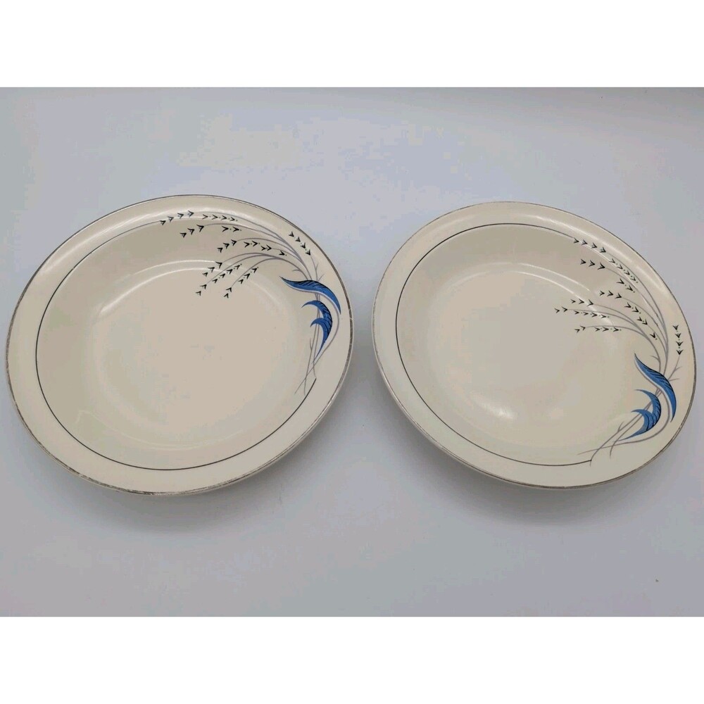Taylor Smith & Taylor Blue Wheat Soup Bowls Rimmed 2